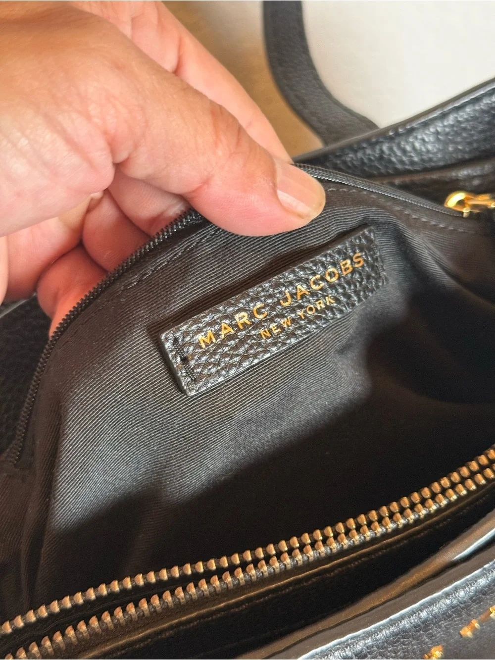 Marc Jacobs Black Leather Tote Bag purse lv heavy duty high quality louis
